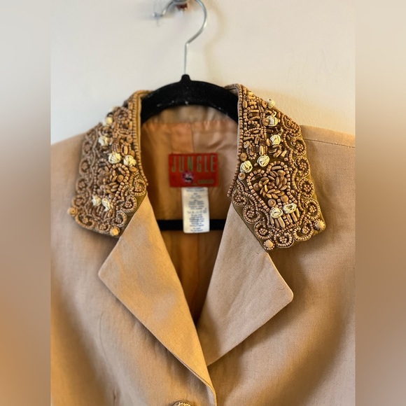 Vintage KENZO Jungle Linen Embellished Blazer - Picture 2 of 15